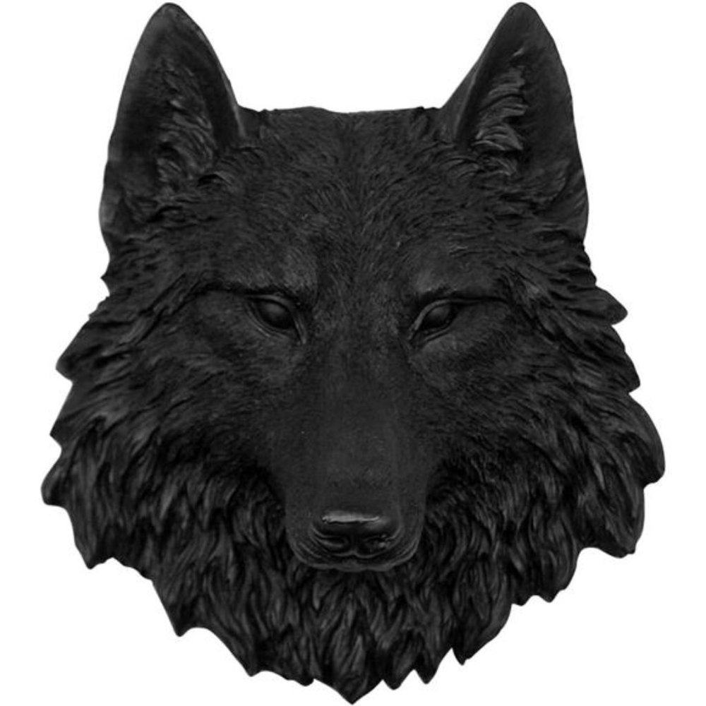 New Mini Black Faux Wolf Head Wall Hanging - 9 inch - Handmade Farmhouse Decor